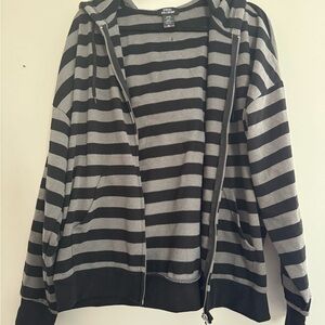 Black and Gray Striped Star Hoodie